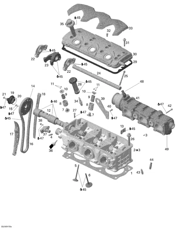 Arbre à cames - Camshaft Sea-Doo GTX 185 CV 2003-2004 référence 420837626 – Image 2