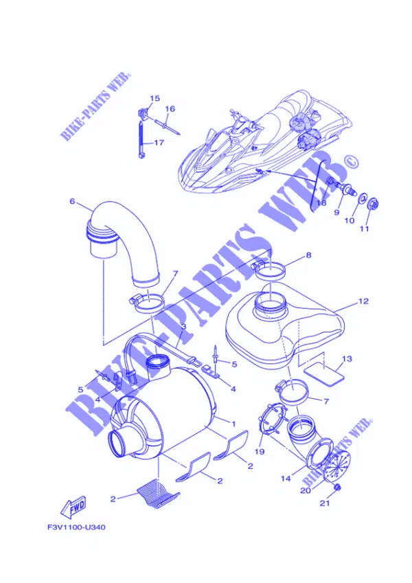 Boite à eau - Water Lock Comp Yamaha 2005-2014 référence F1K-U7550-00-00, F1K-U7550-01-00, F1K-U7550-02-00 – Image 2