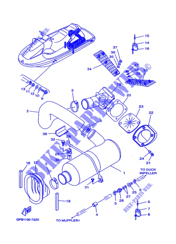 Boite à eau - Water Lock Comp Yamaha GP 1997-1998 référence GP8-67550-00-00 – Image 2