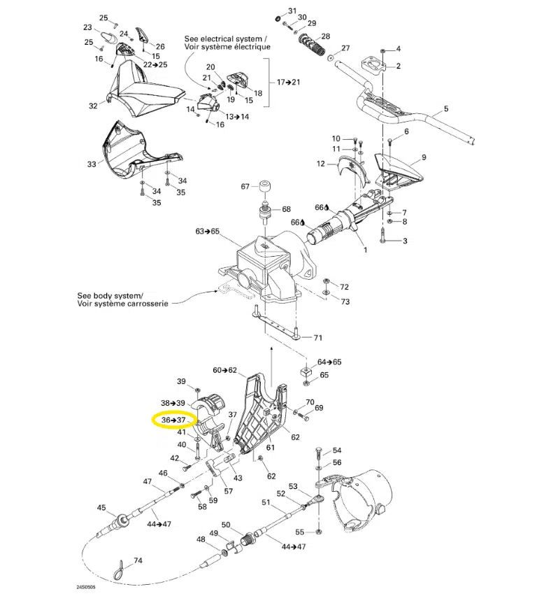 Bras de tige de direction - Steering Stem Arm Sea-Doo 720-1503cc 1996-2006 référence 277000518, 277001472 – Image 2