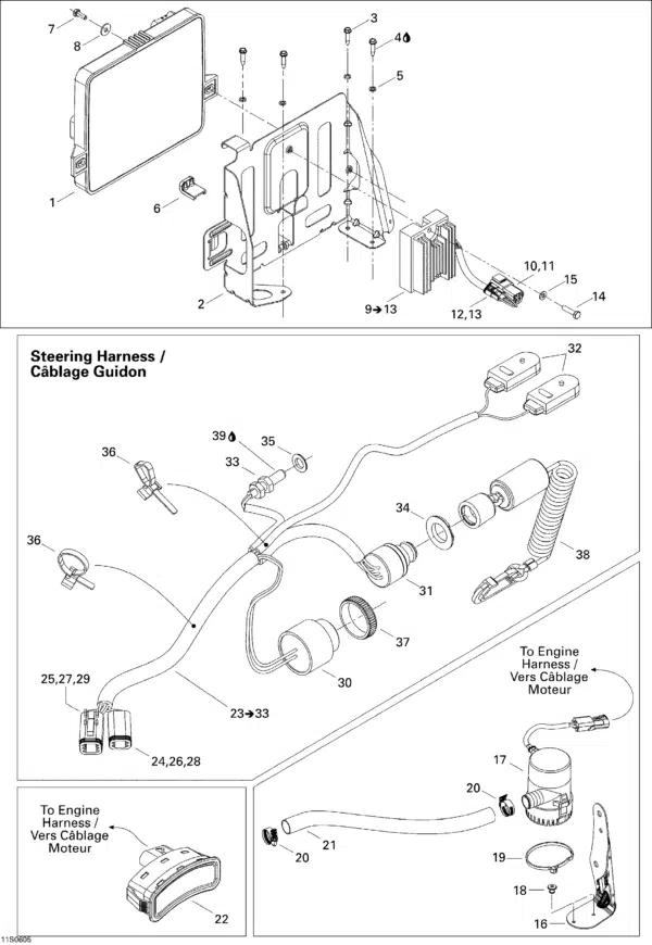 Calculateur - Electronic Module Ass'y Sea-Doo DI 951cc 2000-2007 référence 278001440, 278001441, 278001695, 278001747, 278001813, 278001895, 278002090 – Image 2