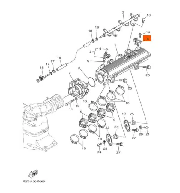 Capteur de pression d'air-Sensor Assy Yamaha VX 1100cc 2012-2015 référence 68F-83688-10-00 – Image 3