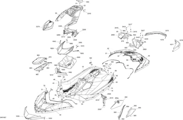 Carrosserie blanche latérale - Trim Console L.H - R.H Sea-Doo Spark 2017-2022 référence 291004524, 291004525 – Image 3