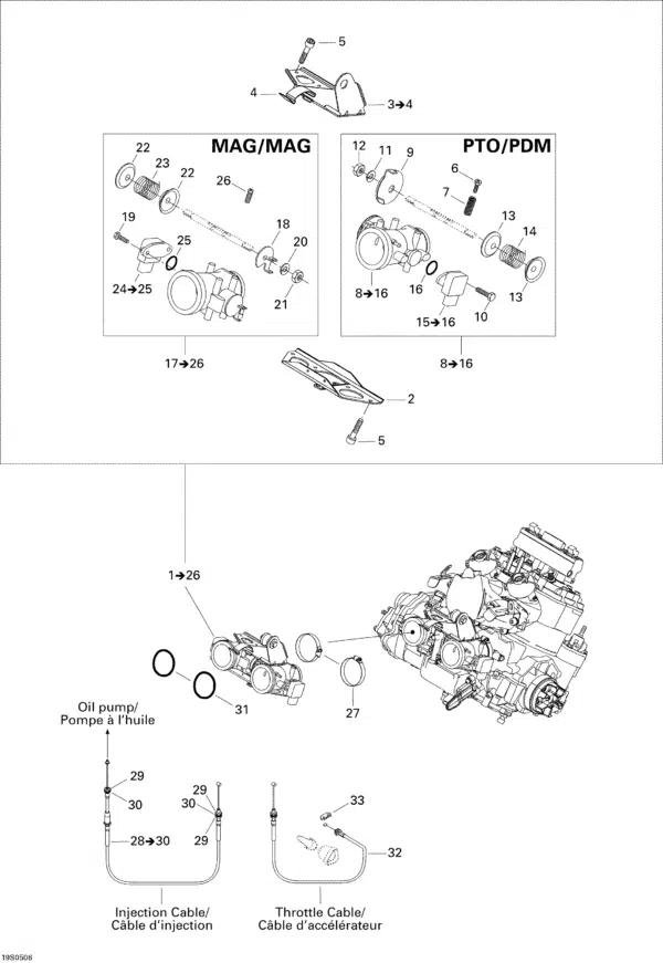 Carter d'accélérateur - Throttle Body Sea-Doo DI-951cc 2000-2007 référence 270600032, 270600033, 270600043, 270600052, 270600053, 270600054, 270600058, 270600098, 270600100 – Image 2