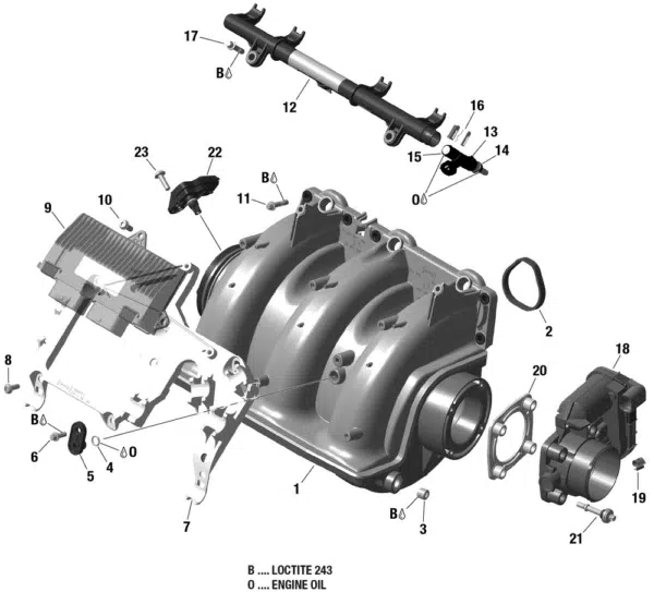Collecteur d'admission d'air - Air Intake Manifold Sea-Doo 2018-2023 référence 420867947, 420867954 – Image 2
