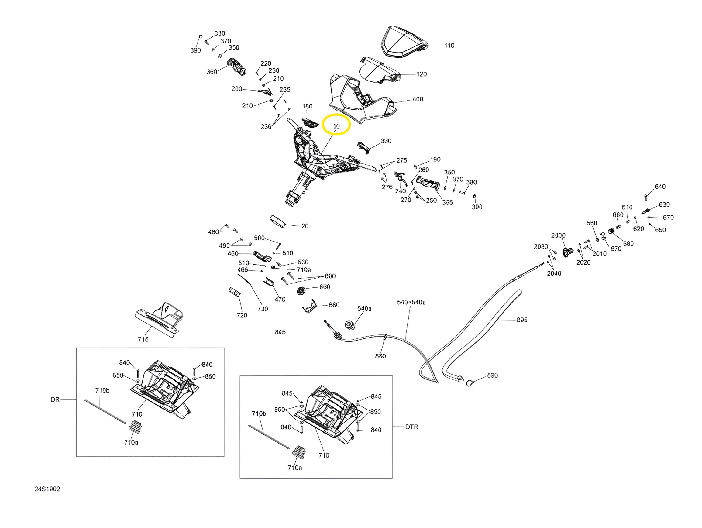Colonne de direction - Steering Colunn Sea-Doo 900-1503 cc 2009-2020 référence 277001596, 277001949, 277001963 – Image 2