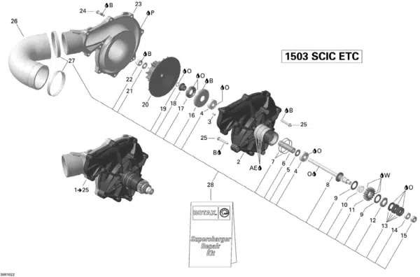 Compresseur avec hélice Racing - Supercharger Sea-Doo 215 CV 2004-2007 référence 420881939 – Image 2