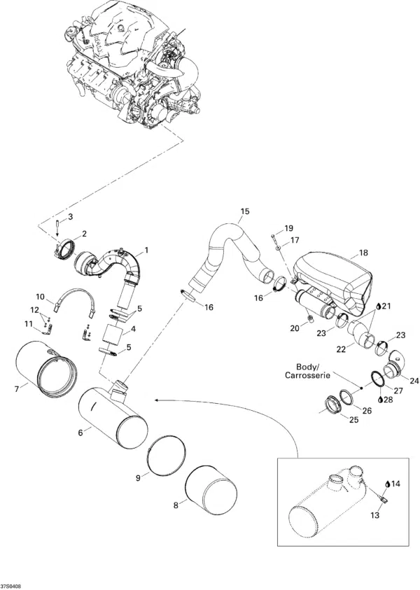 Conduit d'échappement Sea-Doo 2002-2007 référence 274000958, 274001049 – Image 2