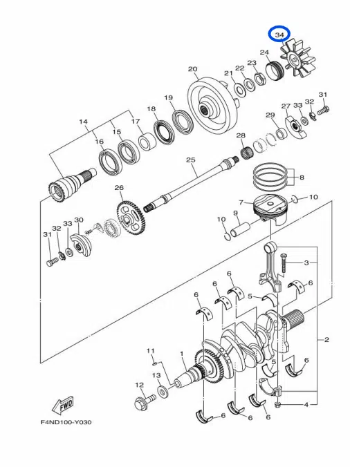 Coupleur marguerite - Rubber Shaft Coupling Yamaha 1050 cc 2016-2026 référence 6EY-4581J-00-00 – Image 2