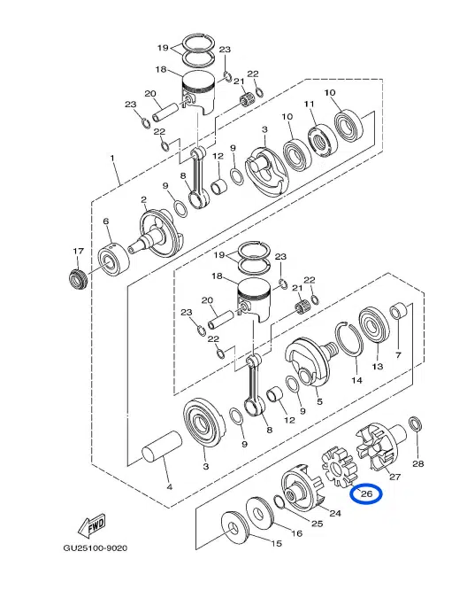 Coupleur marguerite - Rubber Shaft Coupling Yamaha 760-1200cc 1995-2014 référence 63M-4581J-00-00