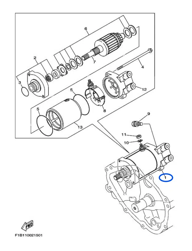 Démarreur - Starting Motor Yamaha 1000-1100 cc FX 2002-2008 référence 60E-81800-00-00