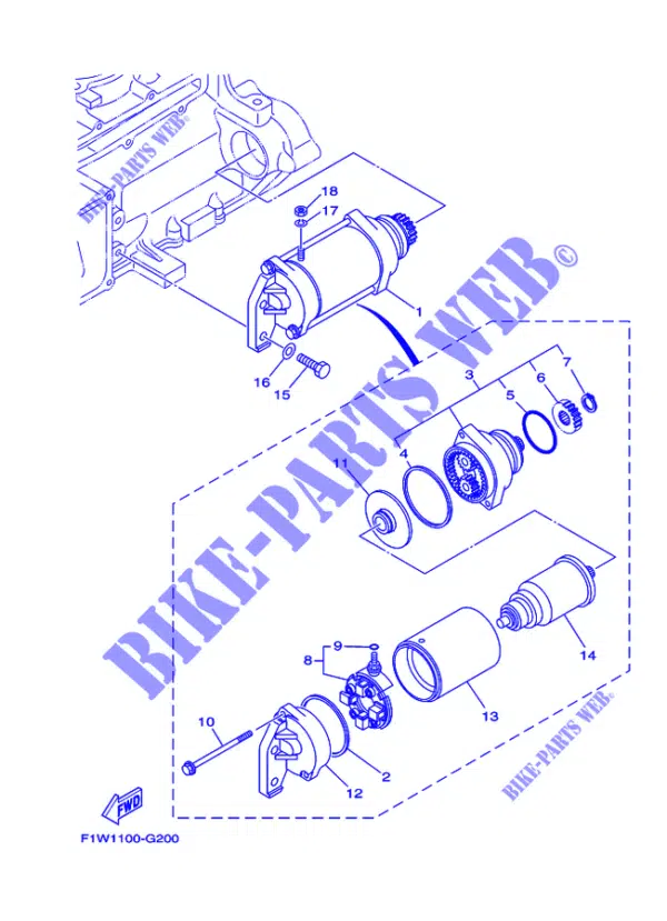 Démarreur - Starting Motor Yamaha 1800-1900 2008-2024 référence 6S5-81800-00-00 – Image 6