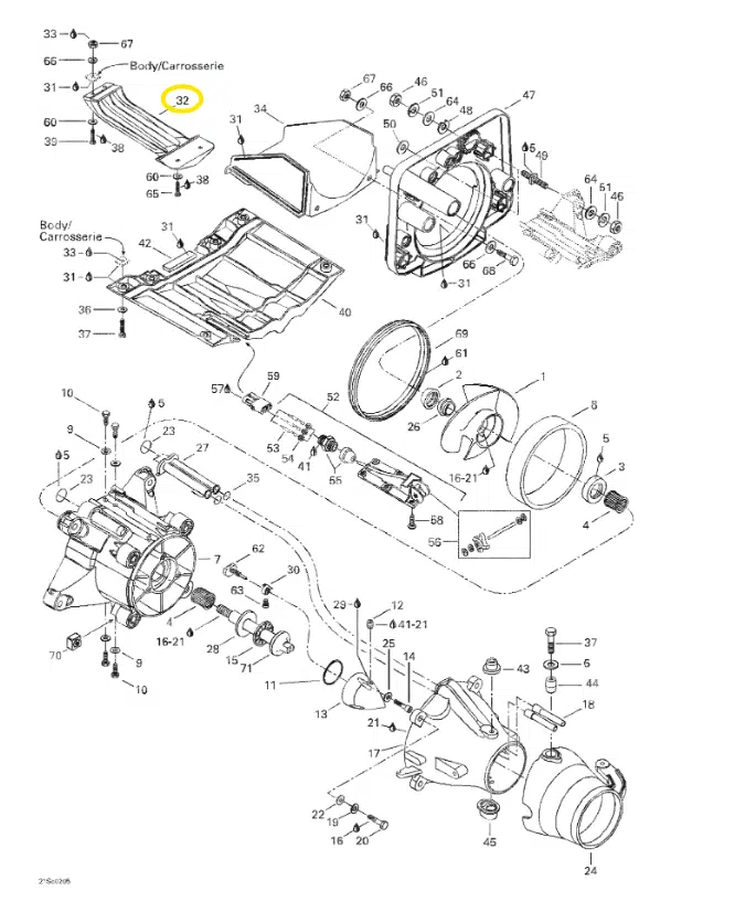 Écope - Pump Grate Sea-Doo 951 cc 1998-2003 référence 271000790