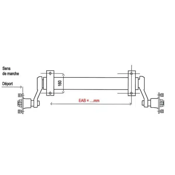 Essieu AL-KO 750Kg non freiné pour remorque CBS double Jet-Ski MM560S référence 2011 – Image 2