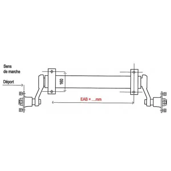Essieu AL-KO 900 Kg freiné EAB 1400mm - 4x130 mm référence 2004D – Image 2