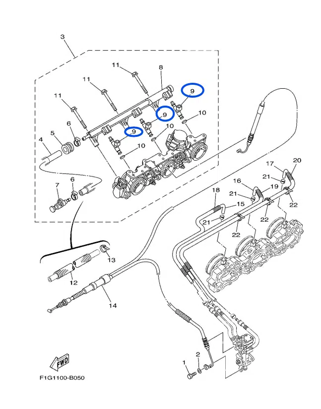 Injecteur - Injector Yamaha GP-R 1300 cc 2003-2008 référence 60T-13761-00-00 – Image 4