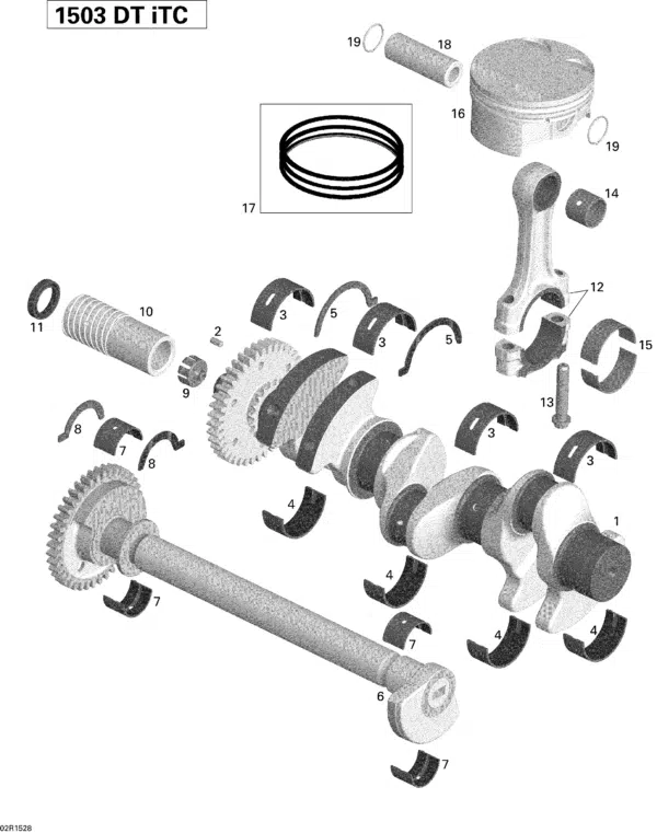 Piston - Ass'y Sea-Doo 1503 cc 130-155 CV 2002-2020 référence 420296565, 420888864, 420890380, 711296565, 711888864 – Image 3