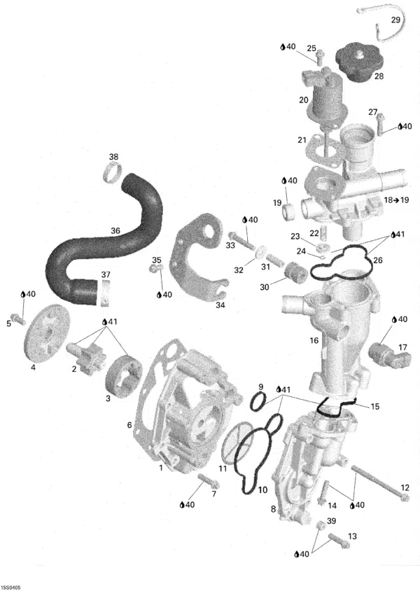 Pompe à huile complète - Oil Pump Sea-Doo GTX 2002-2005 référence 420956761, 420811840 – Image 2