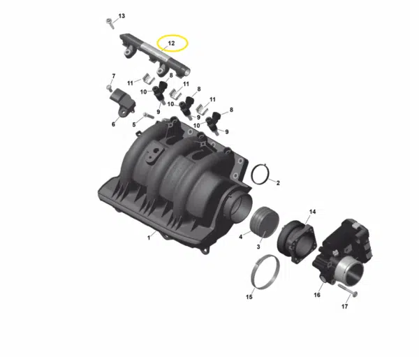 Rampe d'injection - Fuel Rail Sea-Doo 900cc 2014-2026 référence 420874965, 420874966 – Image 2