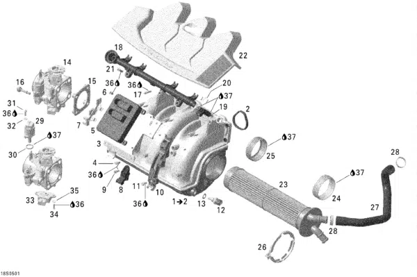Rampe d'injection - Fuel Rail Sea-Doo 1503ccc  2003-2011 référence 420874394, 420874391 – Image 2