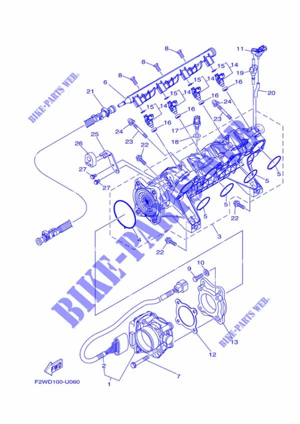 Rampe d'injection - Delivery Pipe Yamaha 2013-2025 référence 6CS-12880-00-00 – Image 2