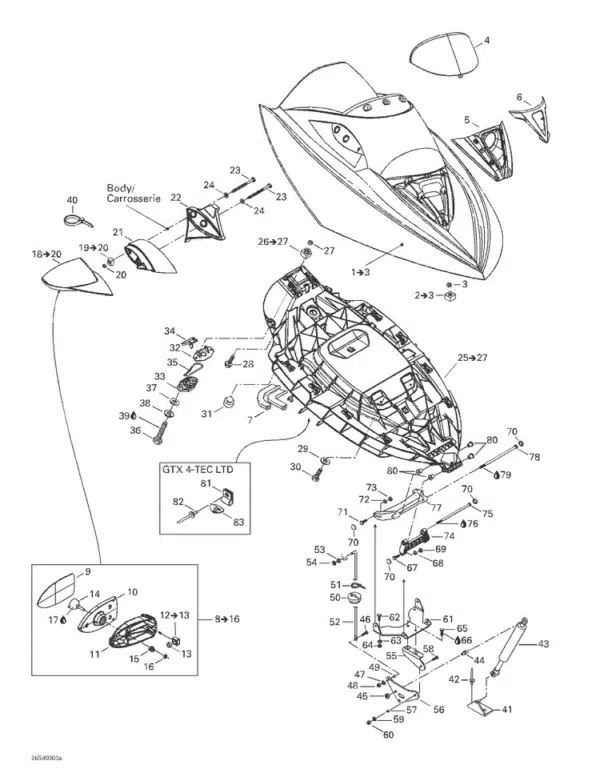 Rétroviseur gauche – Mirror Shell Sea-Doo GTX 2003-2004 référence 269501197 – Image 2