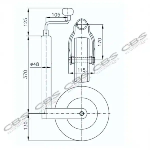 Roue Jockey gonflable AL-KO Ø48 mm référence 1409 – Image 2