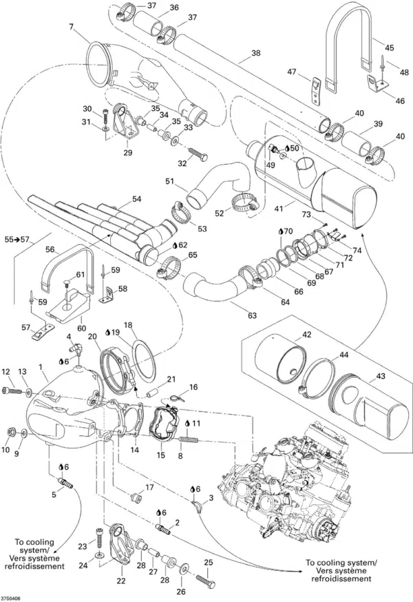 Silencieux d'échappement - Muffler Sea-Doo 1999-2004 référence 274000546, 274000787, 274001053 – Image 2
