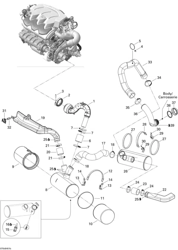 Silencieux secondaire - Secondary Muffler Sea-Doo GTX 2003-2004 référence 274000988 – Image 2