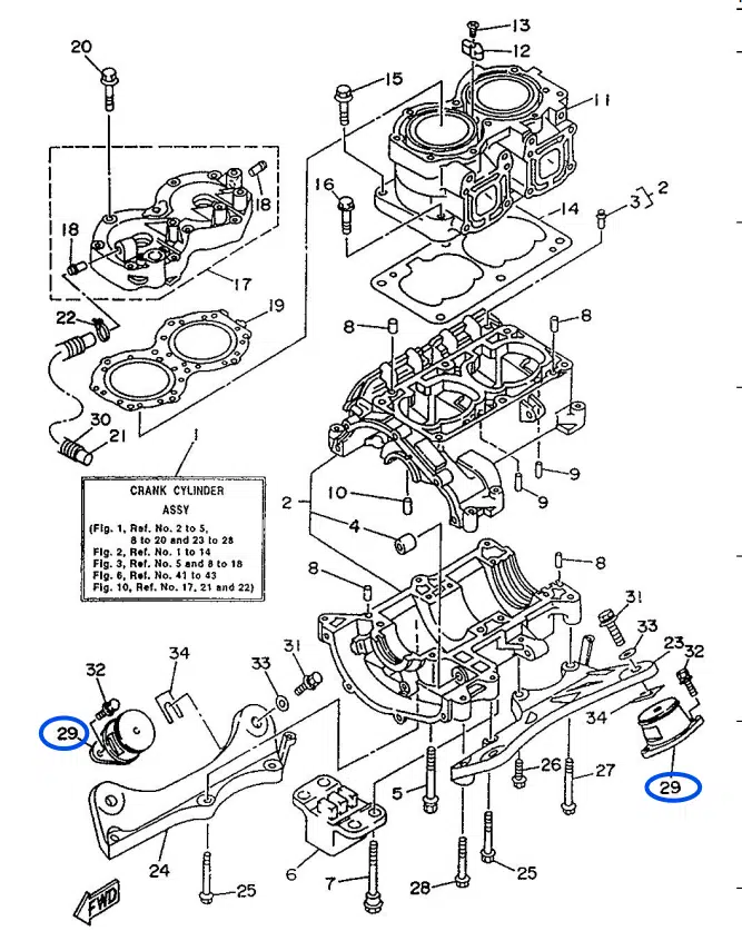 Support moteur - Silent Bloc Yamaha 700-760 cc 1993-1997 référence 62E-44517-00-5B, 62E-44517-A1-8P
