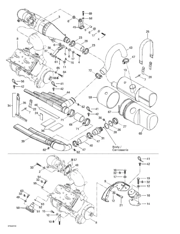Support moteur avant 2T Sea-Doo GSX RFI 800 1999-2001 référence 270000408, 270000435 – Image 2