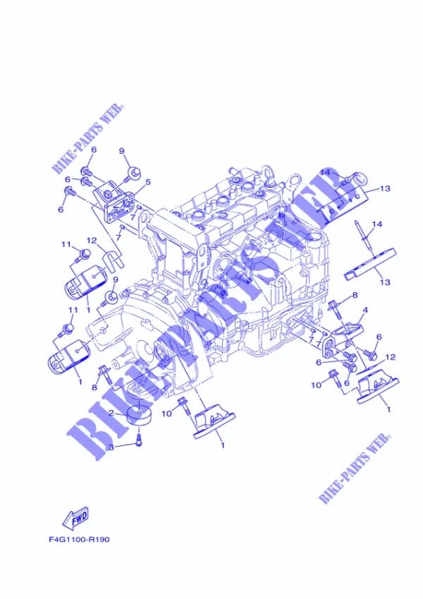 Support moteur - Silent bloc Yamaha 2004-2022 référence 67X-44517-00-5B, 67X-44517-00-8P, 67X-44517-10-00, 67X-44517-10-94, 68A-44517-00-8P, 67X-44517-00-9M – Image 2