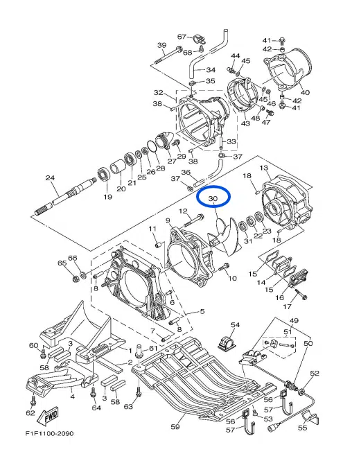 Hélice- Impeller Yamaha 800 cc XL-XLT 2000-2004 référence 67A-R1321-00-00