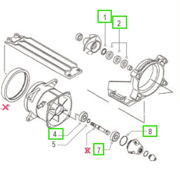 Kit réfection turbine WSM pour Jet Ski Kawasaki 1200-1500 cc 2007-2011 référence 003-614 – Image 3