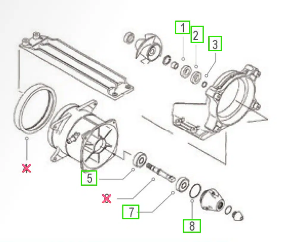 Kit réfection turbine WSM pour Jet Ski Kawasaki 900 -1500 cc 1996-2004 référence 003-609 – Image 3