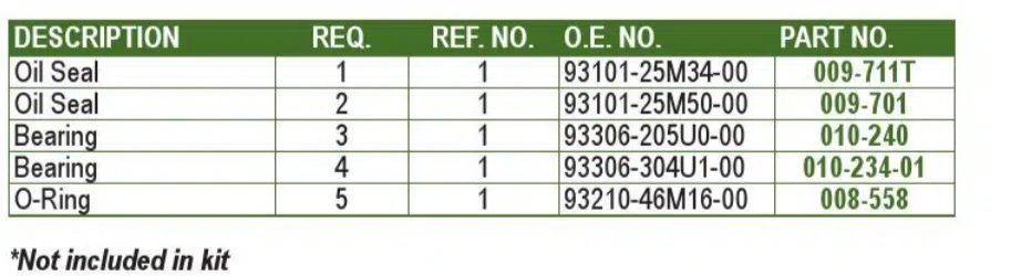 Kit réfection turbine WSM pour Jet Ski Yamaha 700 - 1200 cc 1997-2004 référence 003-629 – Image 2