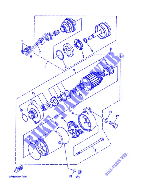 Lanceur de démarreur - Idle Gear Yamaha 1990-2020 référence 6M6-8183E-01-00, 6M6-8183E-00-00 – Image 2