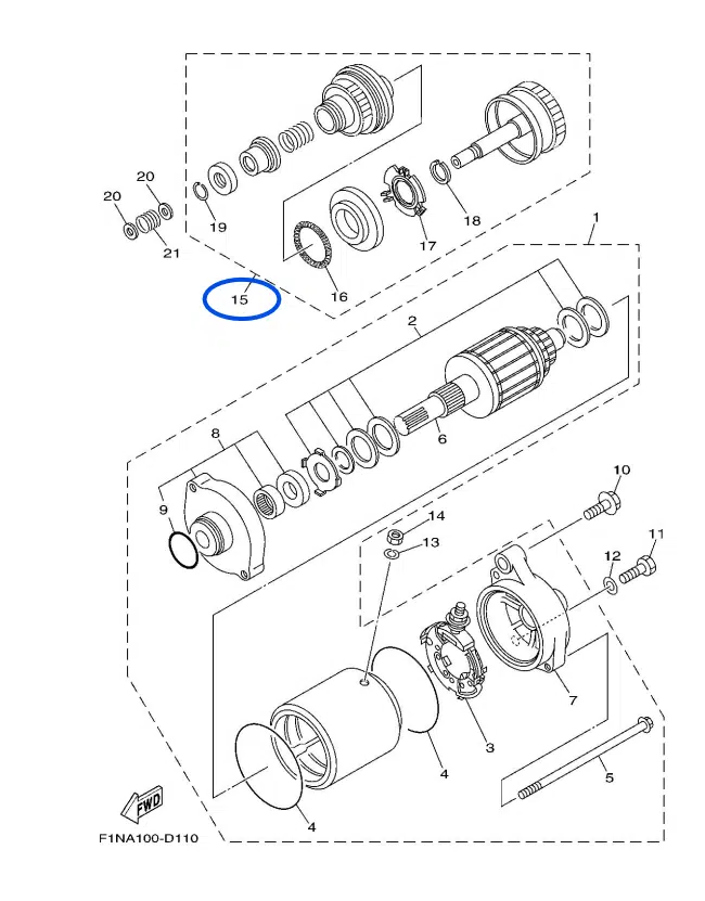 Lanceur de démarreur - Idle Gear Yamaha 650-1300 cc 1990-2020 référence 6M6-8183E-00-00, 6M6-8183E-01-00 – Image 2