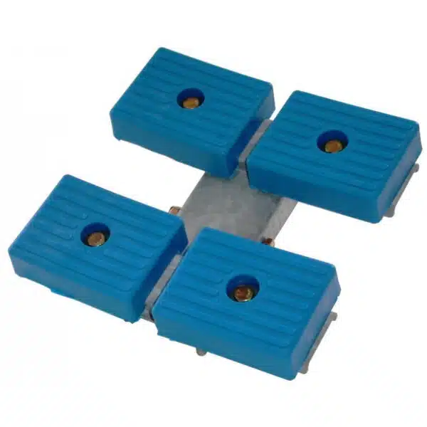Ensemble ferrure avec patin quadruple BD3 - Bleu en 40 pour remorque de voilier référence 5153A