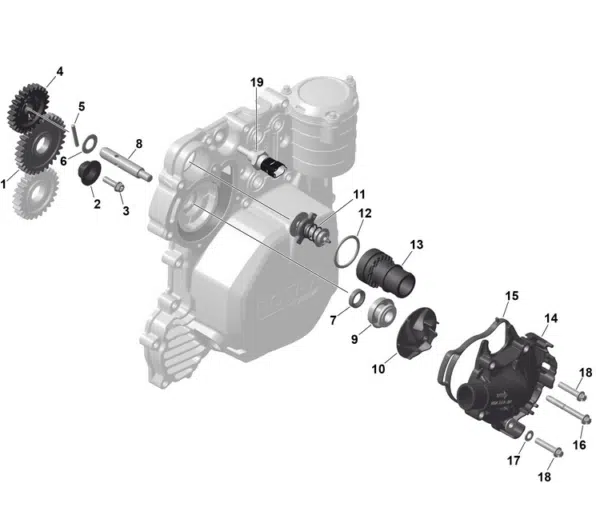 Boitier de pompe à eau - Water Pump Housing Sea-Doo Spark 2014-2025 référence 420922292, 420922293 – Image 2