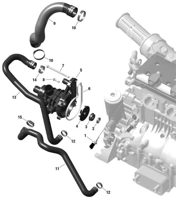 Durite - Boyau de pompe à eau - Formed Hose Sea-Doo 1503-1630 cc 2002-2025 référence 290922820, 420922821, 420922822, 420922823 – Image 2
