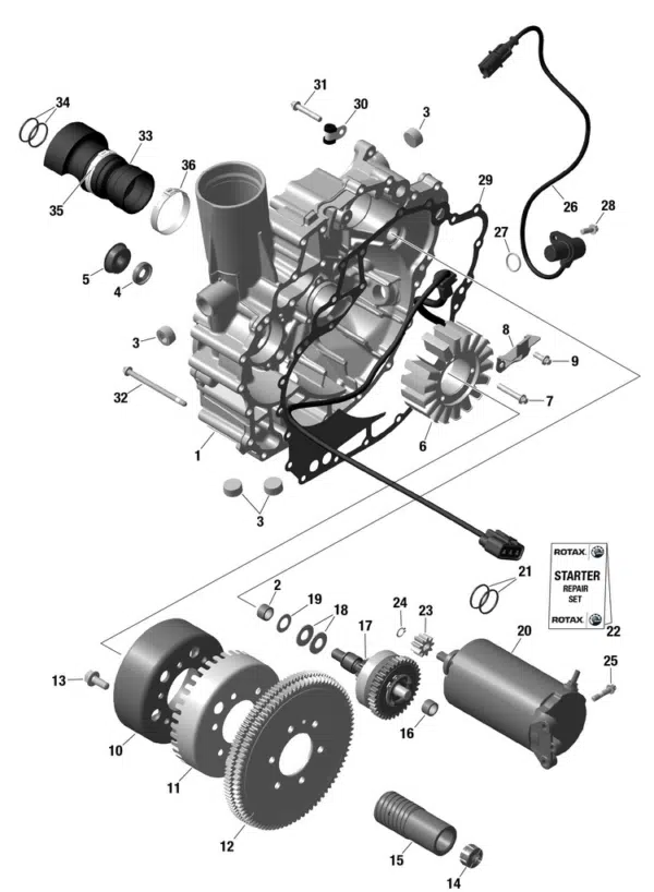 Démarreur - Starter Ass'y Sea-Doo 1503-1630 cc 2003-2024 référence 420888994, 420888995, 420888996 – Image 2