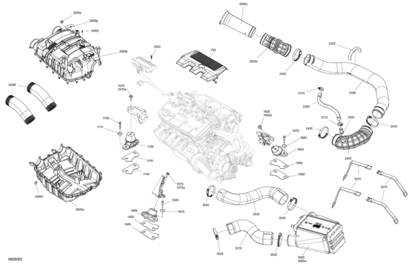 Durite d'alimentation du compresseur - Hose Molded Sea-Doo 1630cc 2021-2025 référence 273000417 – Image 2
