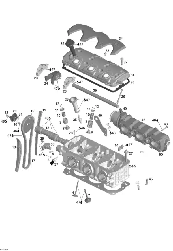 Arbre à cames - Camshaft Sea-Doo GTX 185 CV 2004 référence 420837628 – Image 2