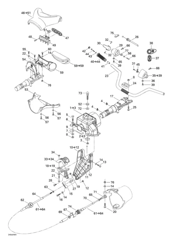 Câble de direction - Steering Cable Sea-Doo 800-951cc 1999-2003 référence 277000841, 277001011, 277001321 – Image 2