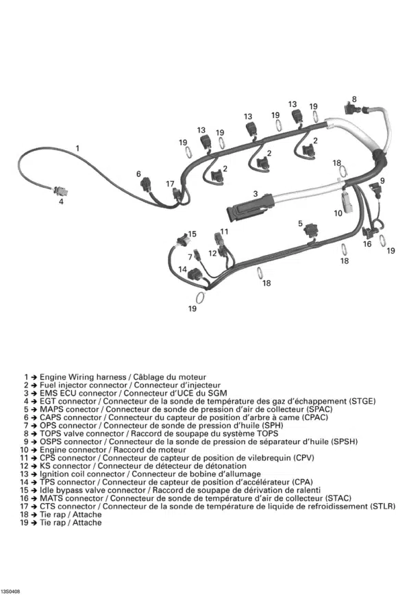 Câblage moteur - Engine Wiring Harness Ass'y Sea-Doo 1503cc 2002-2005 référence 290664051, 420664054, 420664056, 420664951 – Image 2