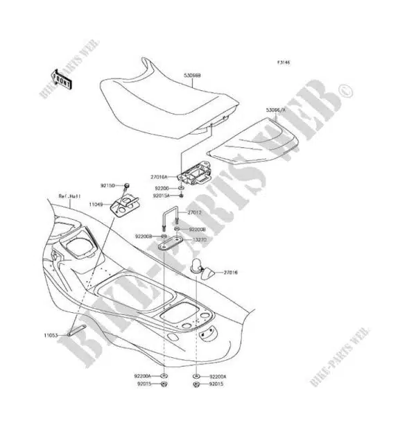 Selle arrière noire – Seat Assy Kawasaki STX 15F 2014-2019 référence 53066-0384-337, 530660384337 – Image 2