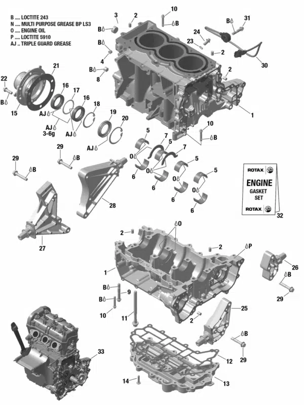 Joint de carter d’huile - Oil Pan Gasket WSM 007-573-09 pour Jet-Ski Sea-Doo 900cc 2014-2025 référence d'origine 420431820 – Image 2