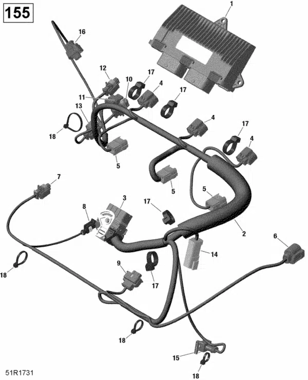 Câblage moteur - Engine Wiring Harness Ass'y Sea-Doo 130-155 CV 2017 référence 420665215 – Image 2