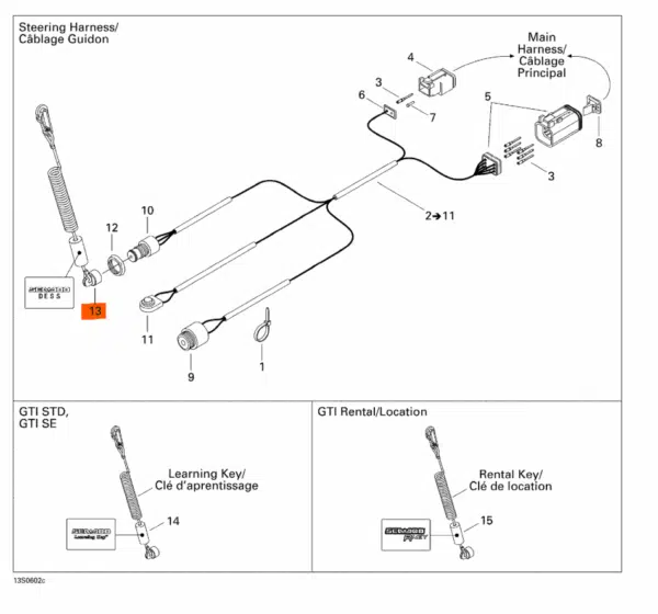 Cordon de sécurité D.E.S.S antivol - Safety Lanyard D.E.S.S. Sea-Doo 720-1503cc 1997-2011 référence 278002150, 278002199 – Image 2